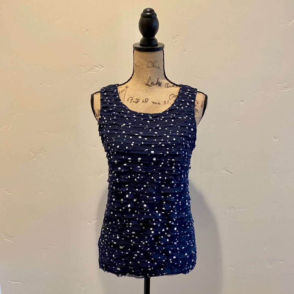 Ann Taylor | ruffle polka dot tank